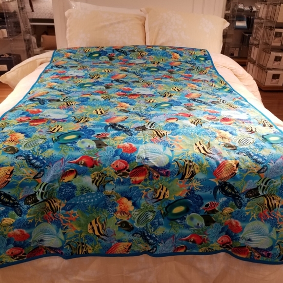 Handmade Tropical Fish Throw Blanket - Picture 2 of 5